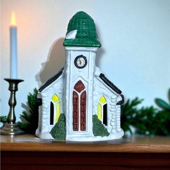 Vintage Village Church St Jude Porcelain Christmas Light Up House Holiday Decor - Picture 2 of 16